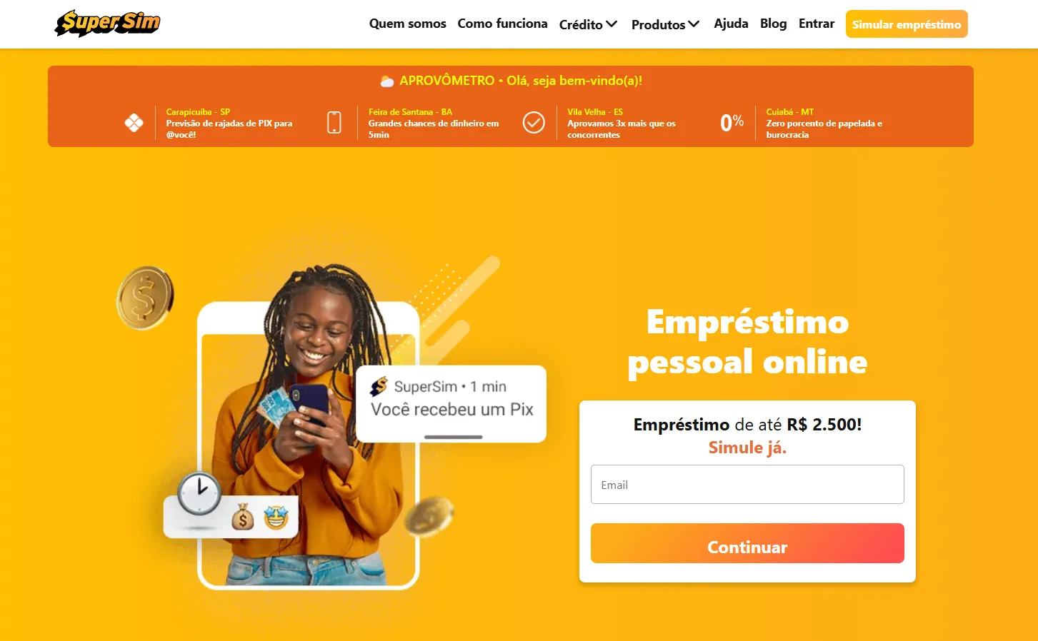 Como simular o empréstimo no site da Super Sim?